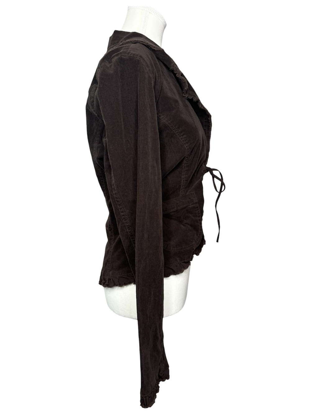 PARIS BLUES Brown Corduroy Tie Front Jacket Boho Western Y2K Large - Picture 6 of 8